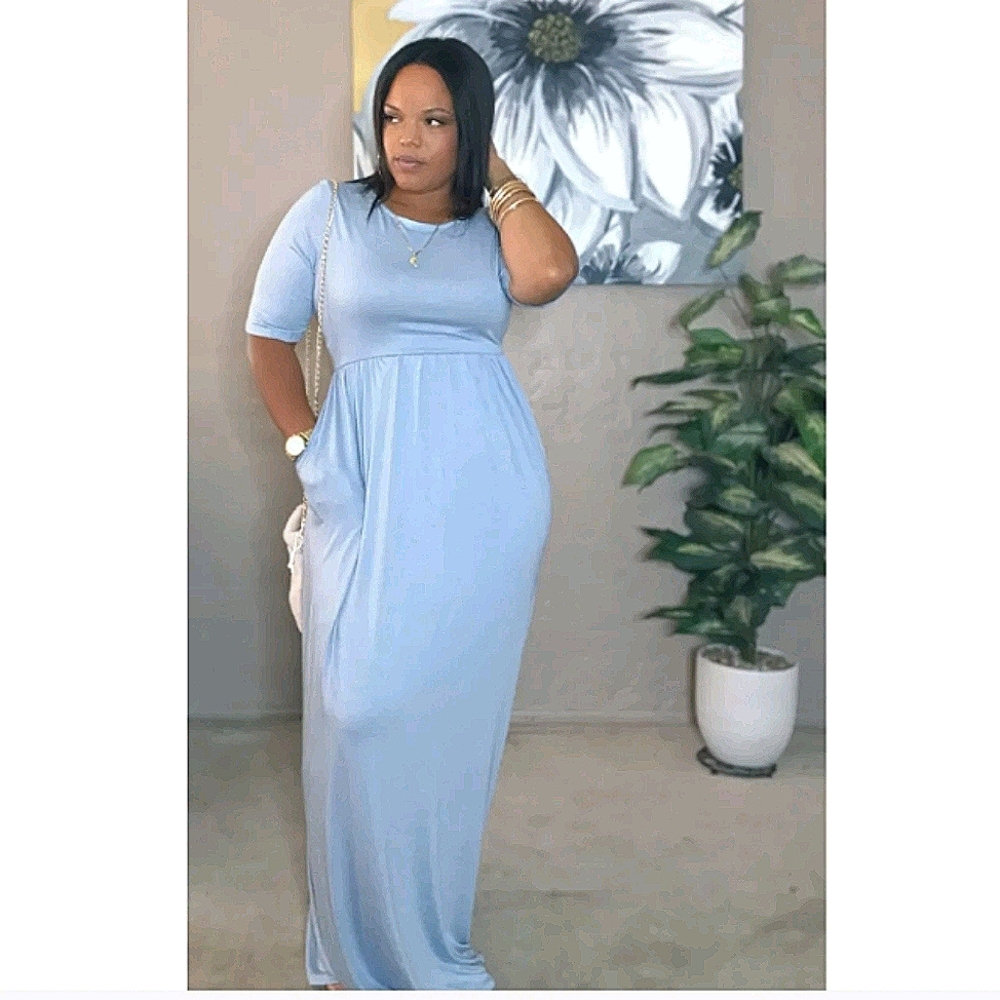 Buttery soft baby blue maxi dress